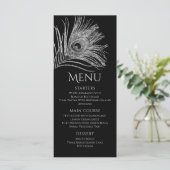Pauwveer Chic Glitter Zilver Bat Mitzvah Menu (Staand voorkant)
