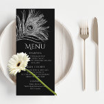 Pauwveer Chic Glitters Zilver Bat Mitzvah Menu<br><div class="desc">Dit ontwerp heeft een elegante zilveren glinsterende pauwveer op een zwarte achtergrond met je Bat Mitzvah menu informatie eronder. Personaliseer door de tekst in de tekstvakken te bewerken. Ontworpen voor jou door Evco Studio www.zazzle.com/store/evcostudio #mitzvah #batmitzvah #eventplanner #mazeltov #jewish #mitzvahswag #party #jewishlife #bruiloft #kosher #mitzvahlife #bedrijfsfeesten #mitzvahparty #partyplanner #partyplanning #batmitzvahgirl...</div>