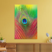 Pauwveer close-up canvas afdruk (Insitu (Woonkamer))