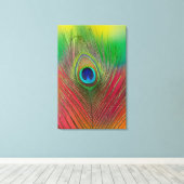 Pauwveer close-up canvas afdruk (Insitu (Houten vloer))