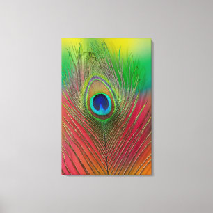 Pauwveer close-up canvas afdruk