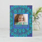 PAUWVEER DECORATIEF HERHALEND MOTIEF BLAUW KAART (Staand voorkant)