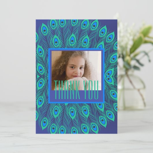 PAUWVEER DECORATIEF HERHALEND MOTIEF BLAUW KAART (Staand voorkant)