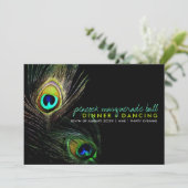 Pauwveer Foto Boho Chic Dinerfeest Kaart (Staand voorkant)