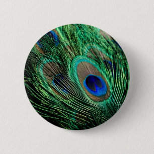 Pauwveer Gelukbrengend Ronde Button 5,7 Cm