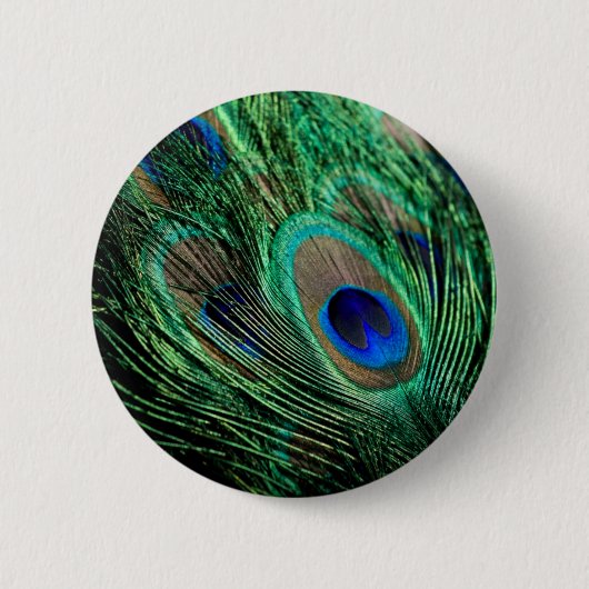 Pauwveer Gelukbrengend Ronde Button 5,7 Cm (Voorkant)