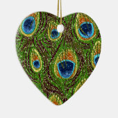 Pauwveer Glitterende Kunstprint Keramisch Ornament (Rechts)