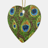 Pauwveer Glitterende Kunstprint Keramisch Ornament (Links)