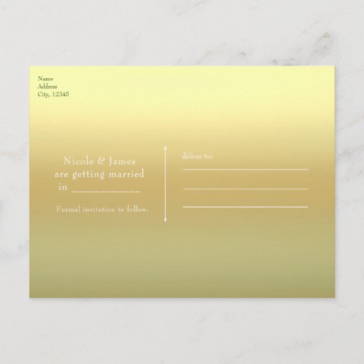 Pauwveer Goud Exotische Boho Bewaar de Datum Aankondigingskaart (Achterkant)