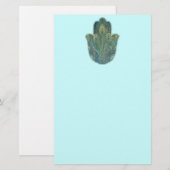 Pauwveer Hamsa Boho Judaica Briefpapier (Voorkant / Achterkant)