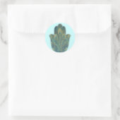 Pauwveer Hamsa Boho Judaica Ronde Sticker (Tas)