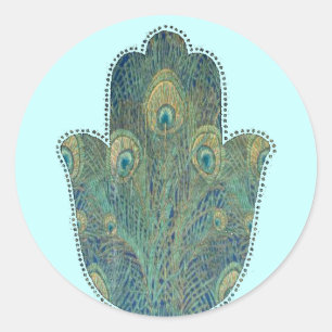 Pauwveer Hamsa Boho Judaica Ronde Sticker
