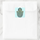 Pauwveer Hamsa Boho Judaica Vierkante Sticker (Tas)