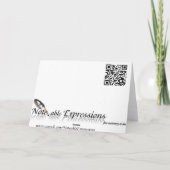 Pauwveer in goud en pruimkleurige bedankkaart (Achterkant)