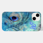 Pauwveer marmer blauw paars turquoise Case-Mate iPhone case (Achterkant (horizontaal))