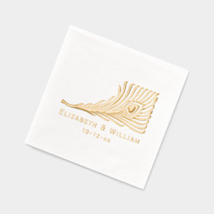 Pauwveer met Bruid Bruidegom Koppel Folie Servetten