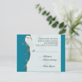 Pauwveer met Krullen - Trouw Uitnodiging (Staand voorkant)