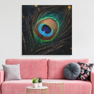 Pauwveer Muur Kunst – Elegante Boho Natuur Canvas Afdruk