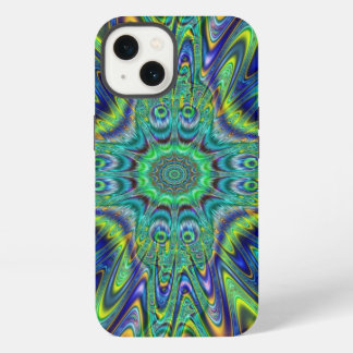 Pauwveer Neon Fractale Funky Ontwerper Kunst iPhone 13 Hoesje