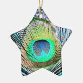 Pauwveer op Turquoise Keramisch Ornament (Links)