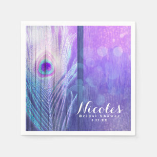 Pauwveer Paars Glam Boho Chic Aangepaste Feest Servetten