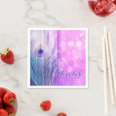 Pauwveer Roze & Blauw Boho Chic Aangepaste Feest Servetten (Insitu)