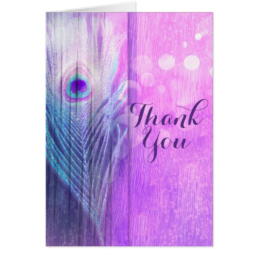 Pauwveer Roze & Blauw Boho Chic Dankjewel (Voorkant)