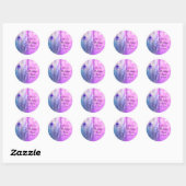 Pauwveer Roze & Blauwe Boho Feest Favor Ronde Sticker (Vel)