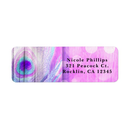 Pauwveer Roze & Blauwe Boho Feest Uitnodiging Etiket (Voorkant)