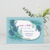 Pauwveer Save the Date Aankondiging (Staand voorkant)