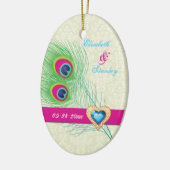 Pauwveer sierhart trouw Save the Date Keramisch Ornament (Links)