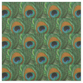Pauwveer Stof - Taupe Groen Turkoois Blauw Marineb
