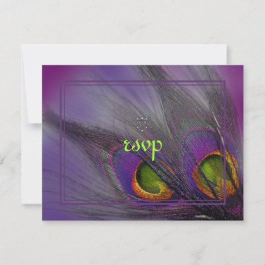 Pauwveer uitnodigingen/psychedelische kleuren RSVP kaartje (Voorkant)