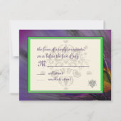 Pauwveer uitnodigingen/psychedelische kleuren RSVP kaartje (Achterkant)