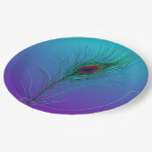 Pauwveer van Turkoois naar Paars Papieren Bordje (Gekanteld)