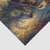 Pauwveer Victoriaanse Dame Decoupage Tissuepapier (Detail)