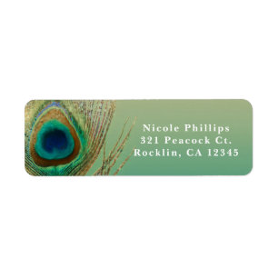 Pauwveer Zand- en Teal Boho Glam Uitnodiging Etiket