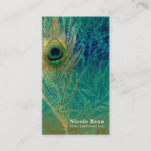 Pauwveerblauw Teal Goud Boho Chic Glam Visitekaartje