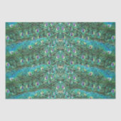 Pauwveren, abstract - patroon in acryl tissuepapier (Voorkant)