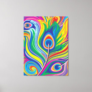 Pauwveren Abstracte Kunst Canvas Afdruk
