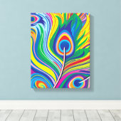 Pauwveren Abstracte Kunst Canvas Afdruk (Insitu (Houten vloer))