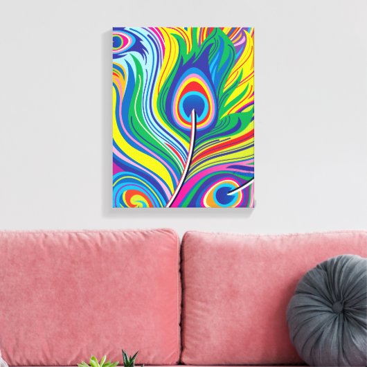 Pauwveren Abstracte Kunst Canvas Afdruk (Insitu (Woonkamer))
