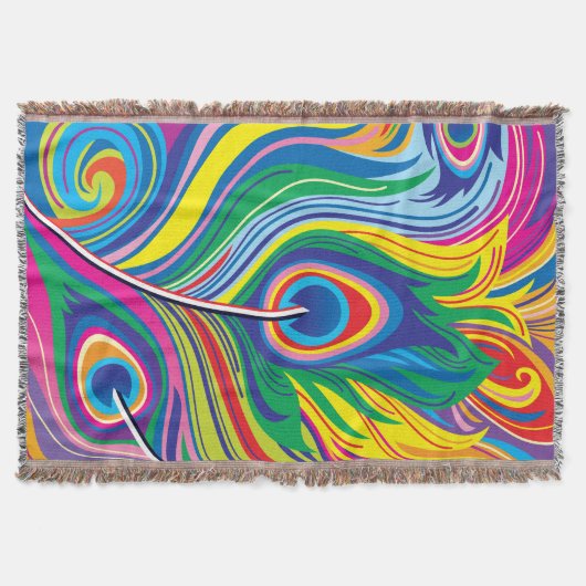 Pauwveren Abstracte Kunst Deken (Voorkant)