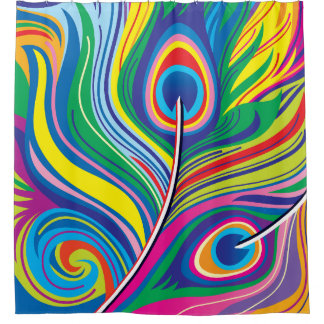 Pauwveren Abstracte Kunst Douchegordijn