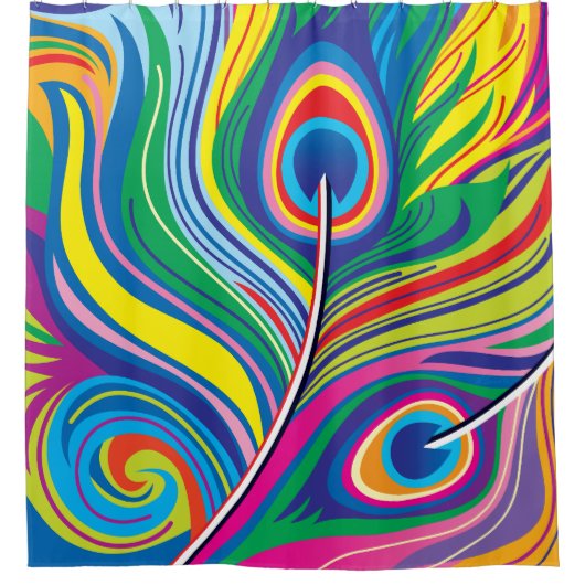 Pauwveren Abstracte Kunst Douchegordijn (Voorkant)