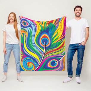 Pauwveren Abstracte Kunst Fleece Deken