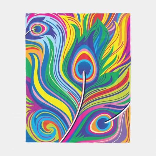 Pauwveren Abstracte Kunst Fleece Deken (Voorkant)