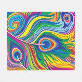 Pauwveren Abstracte Kunst Fleece Deken (Voorkant (Horizontaal))