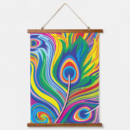 Pauwveren Abstracte Kunst Hangend Wandkleed