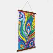 Pauwveren Abstracte Kunst Hangend Wandkleed (Gebogen)